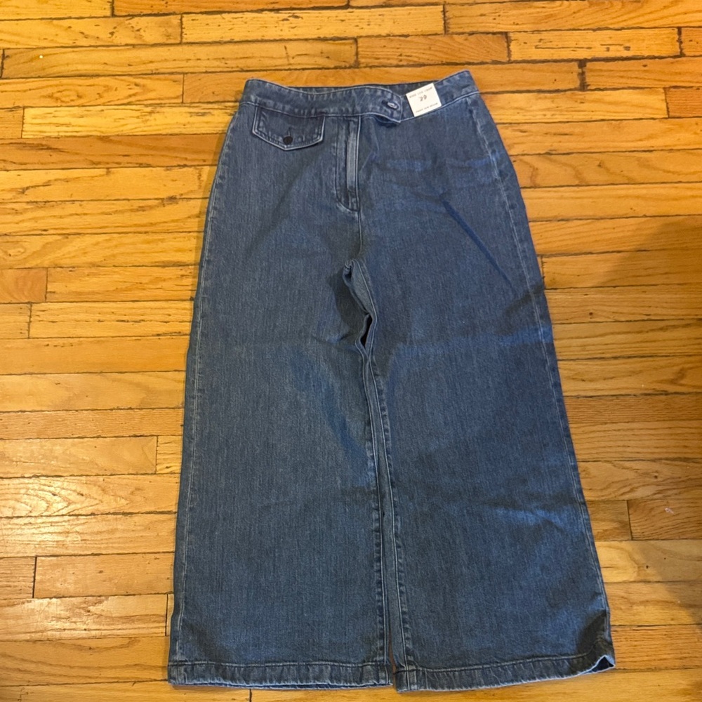 Jcrew Classic Blue Denim Women's Wide Leg Crop Jeans